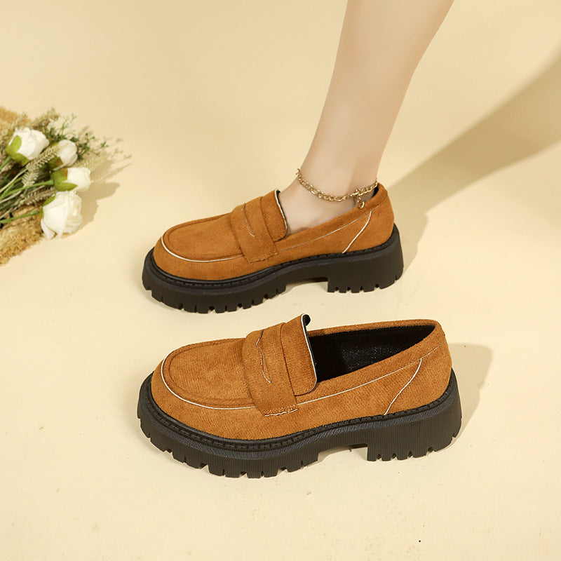 Women's Leather Platform Loafers | British Style Slip-On Elegant