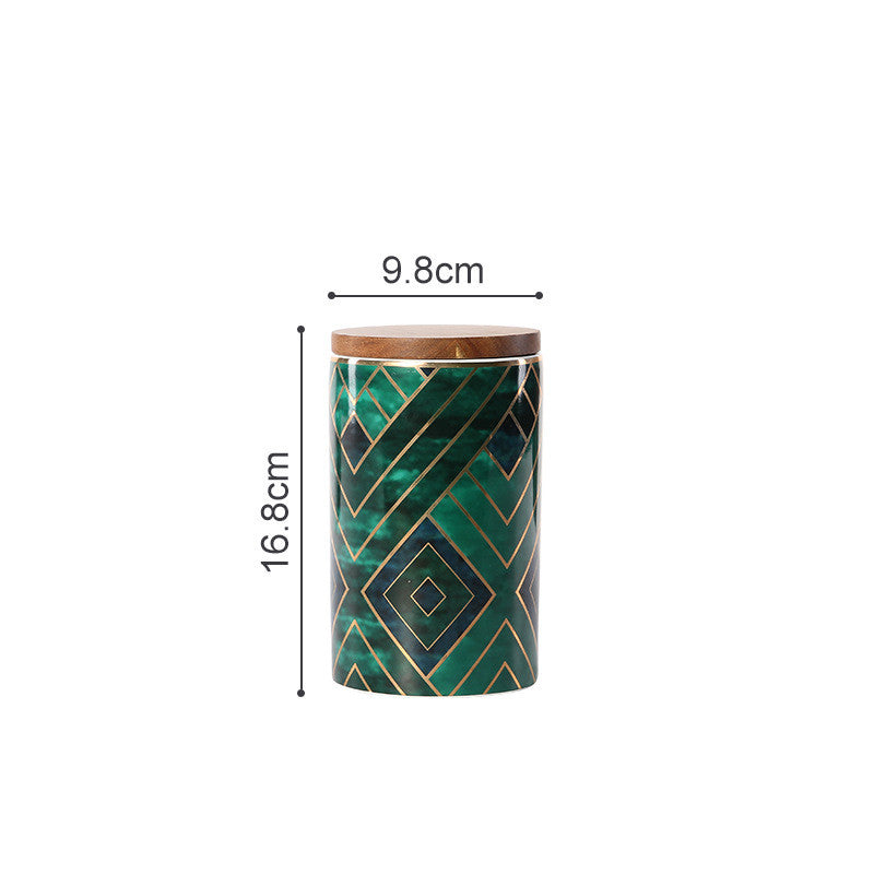 Luxury Ceramic Storage Jar | Emerald Green Canister | Airtight Kitchen
