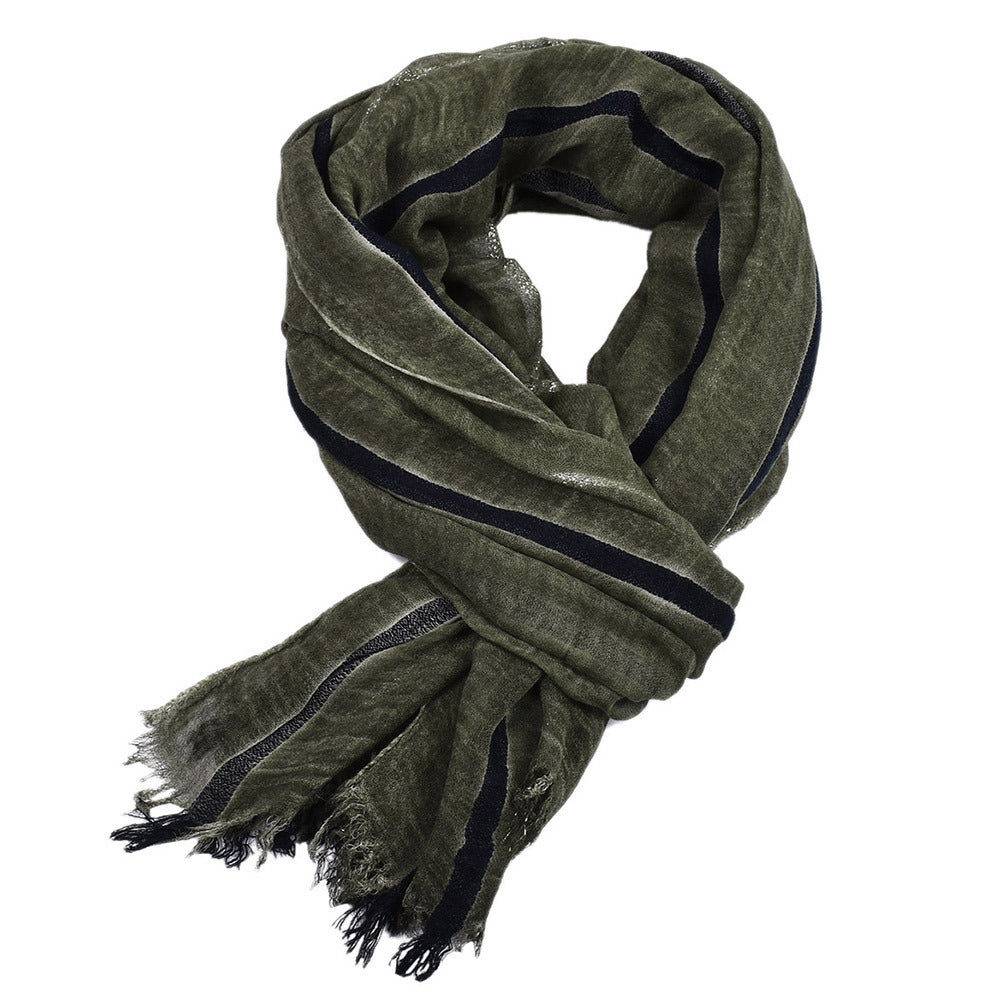 Men's Scarf Retro Gold Thread Stripes Elegant Gentleman Style
