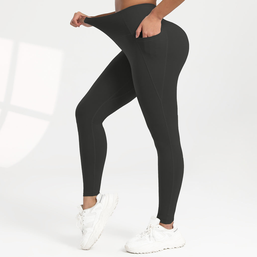 Women's High Waist Running Leggings with Pockets – Push-Up Sports Trousers