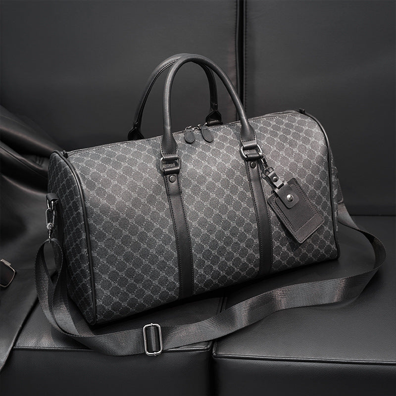 Large Crossbody Travel Bag Checkered Design - Korean Shoulder Bag