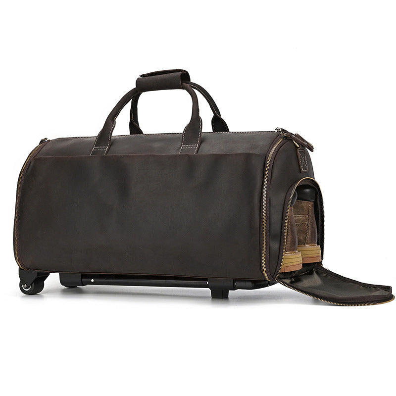22 Inch Leather Trolley Crazy Horse – Large Premium Travel Bag