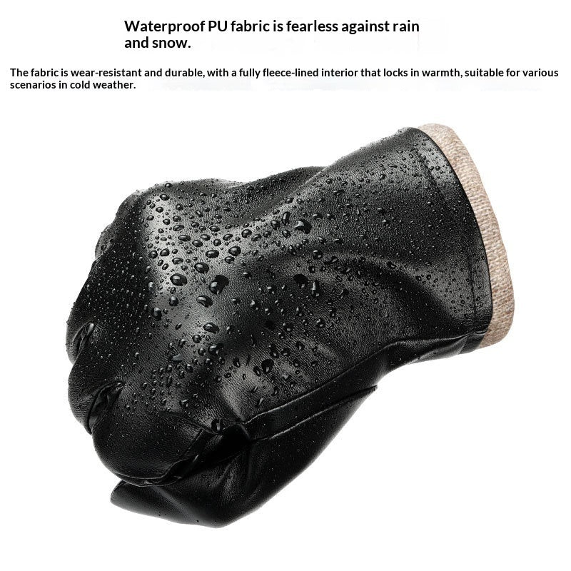 Men's Leather Gloves Business Windproof Water-Repellent Elegant