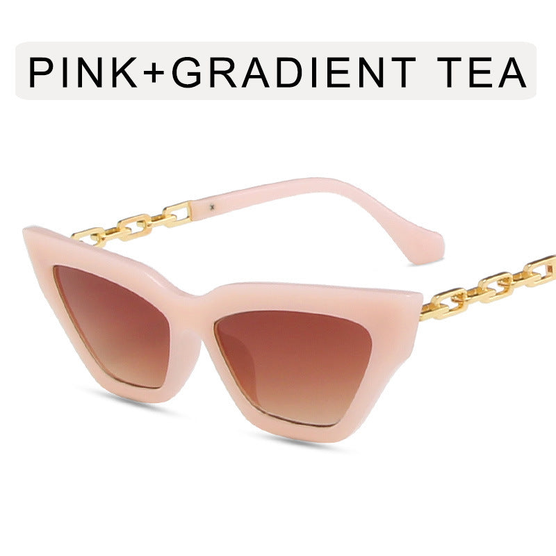 Damen Cat Eye Sonnenbrille mit Kette – Luxus Fashion Brille