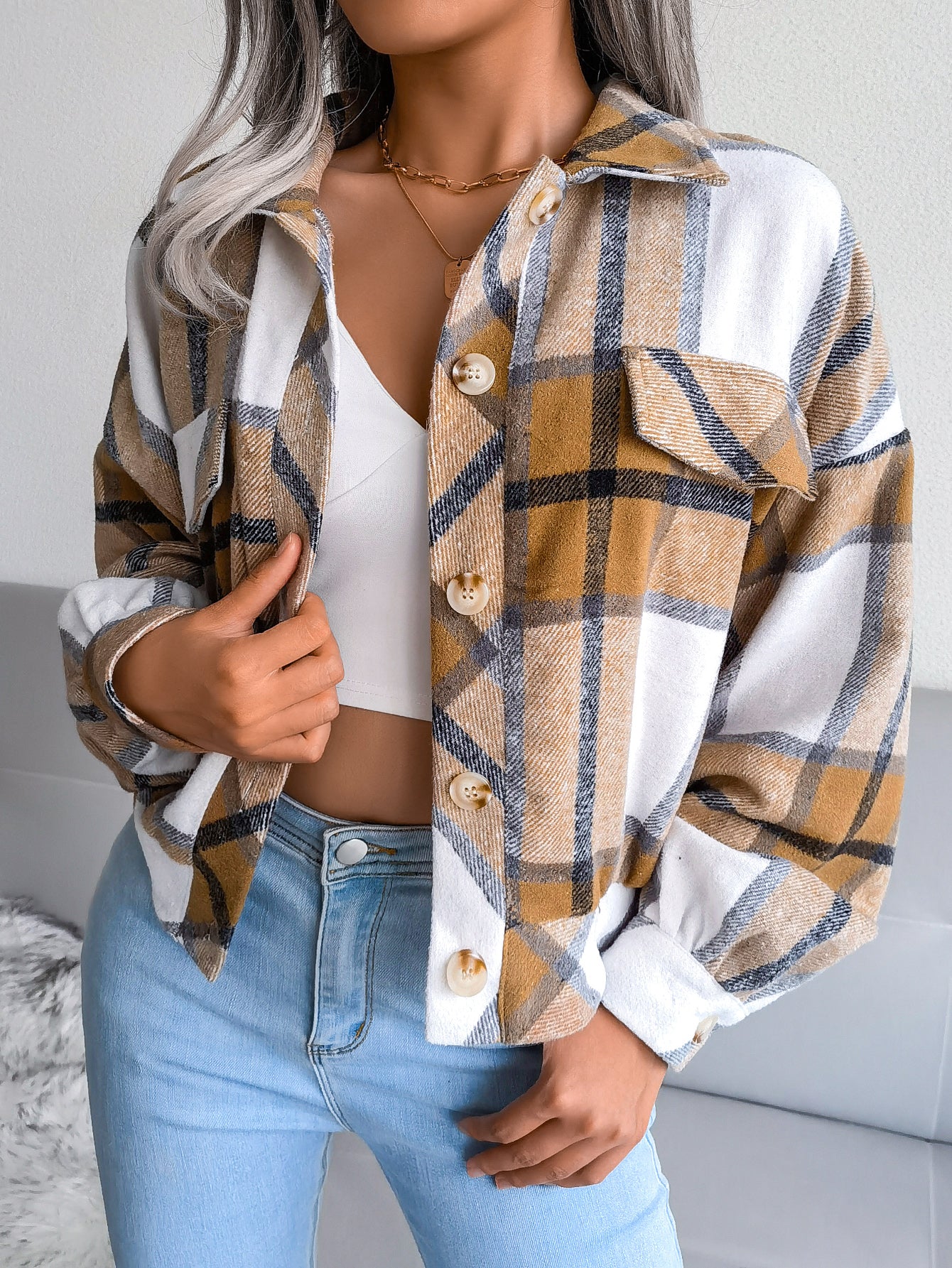 Checked Women's Wool Coat | Elegant Winter Jacket with Style