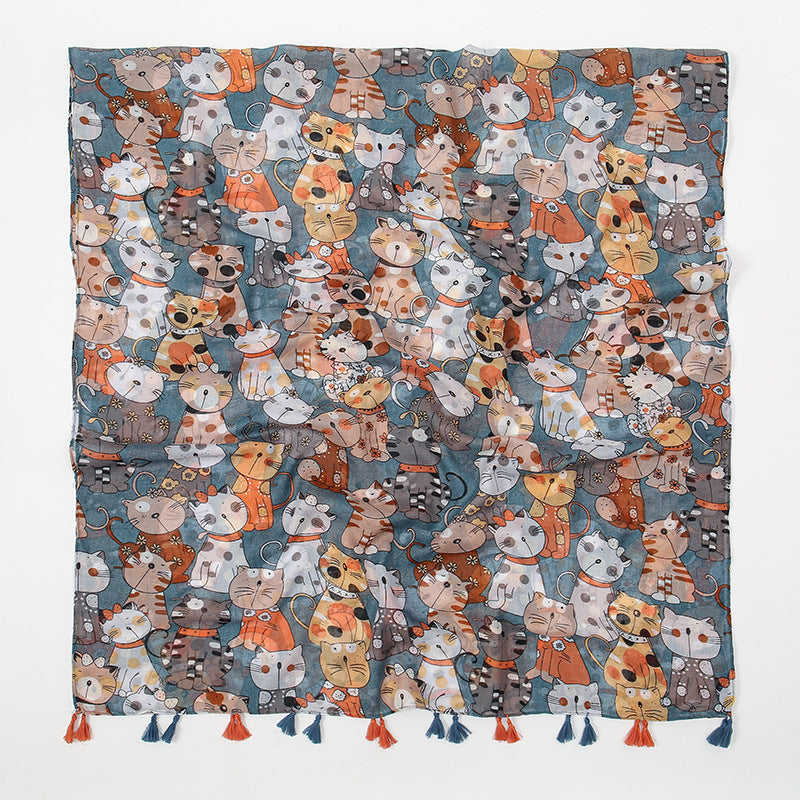 Women's Voile Scarf with Tassels Lightweight Elegant Summer Shawl