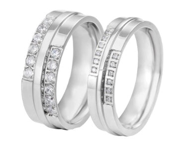 Moderner Titanstahl Paarring mit Zirkon – Eleganter Partner Ring