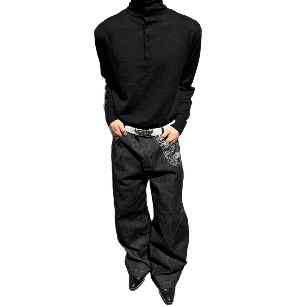Herren Wide Leg Hose Flared – Loose Fit Trend Freizeit Hose