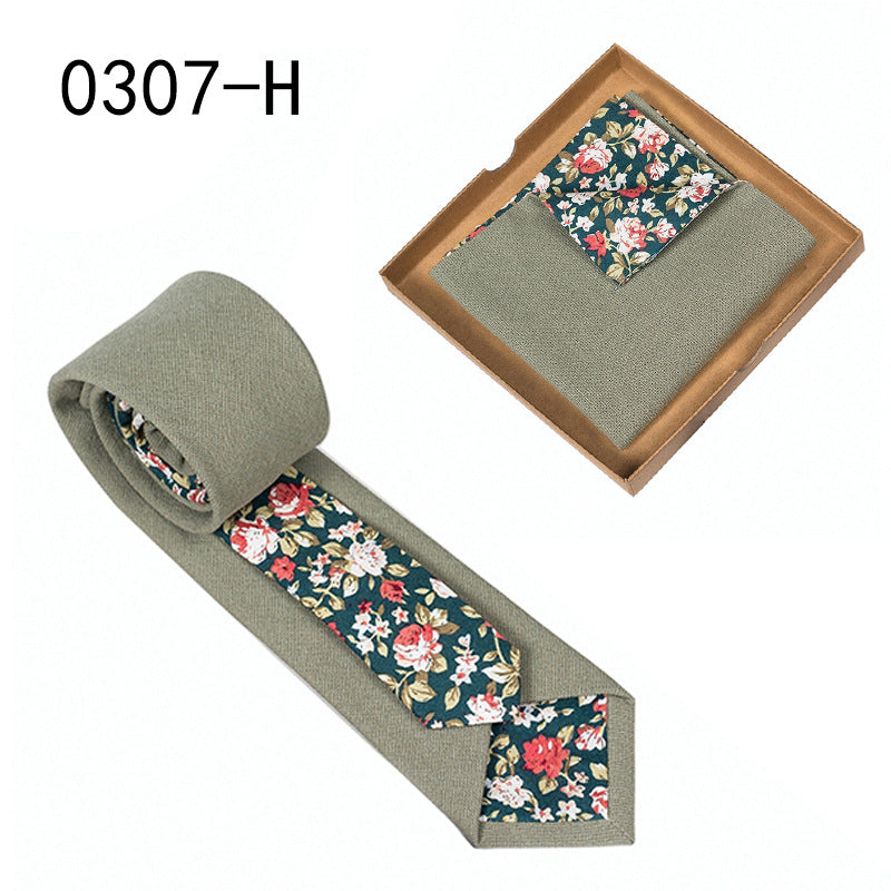 Herren Krawatte floral Baumwolle Einstecktuch elegant modern