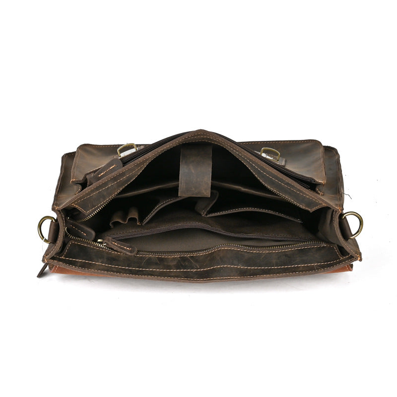 Men's Genuine Leather Laptop Bag – Shoulder Crossbody Business Bag