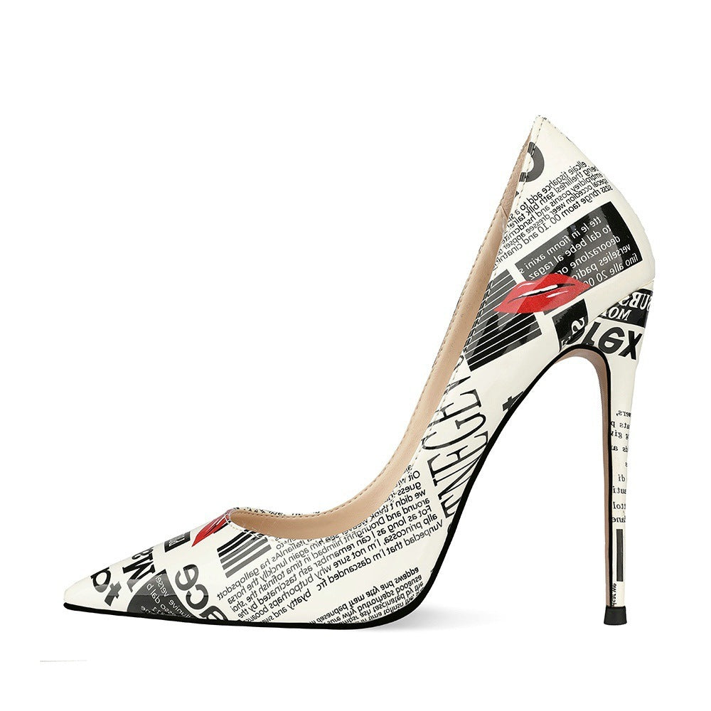 Graffiti High Heels for Women | Pointed 12 cm Stiletto Pumps