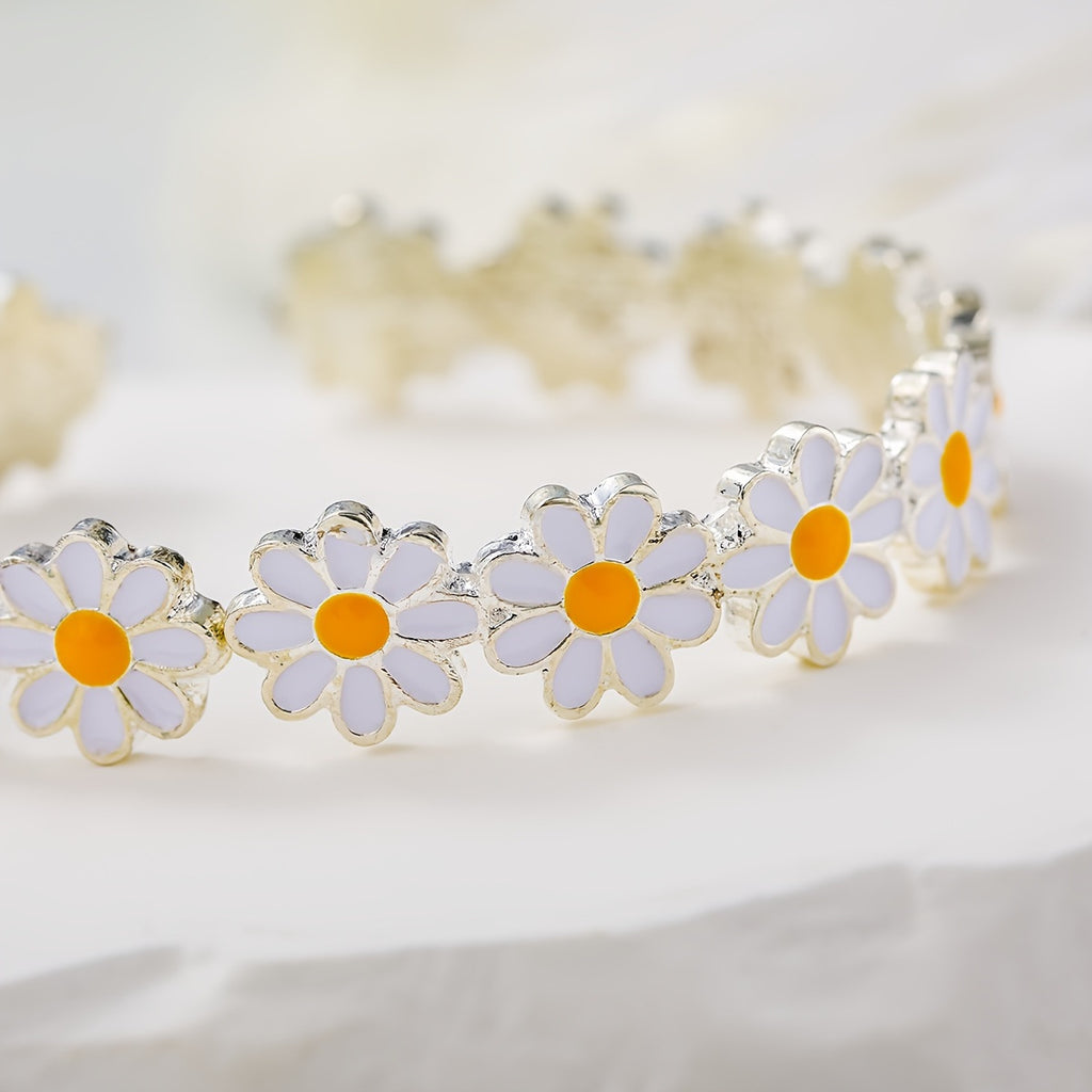 Creative bracelet with white flower drip oil design
