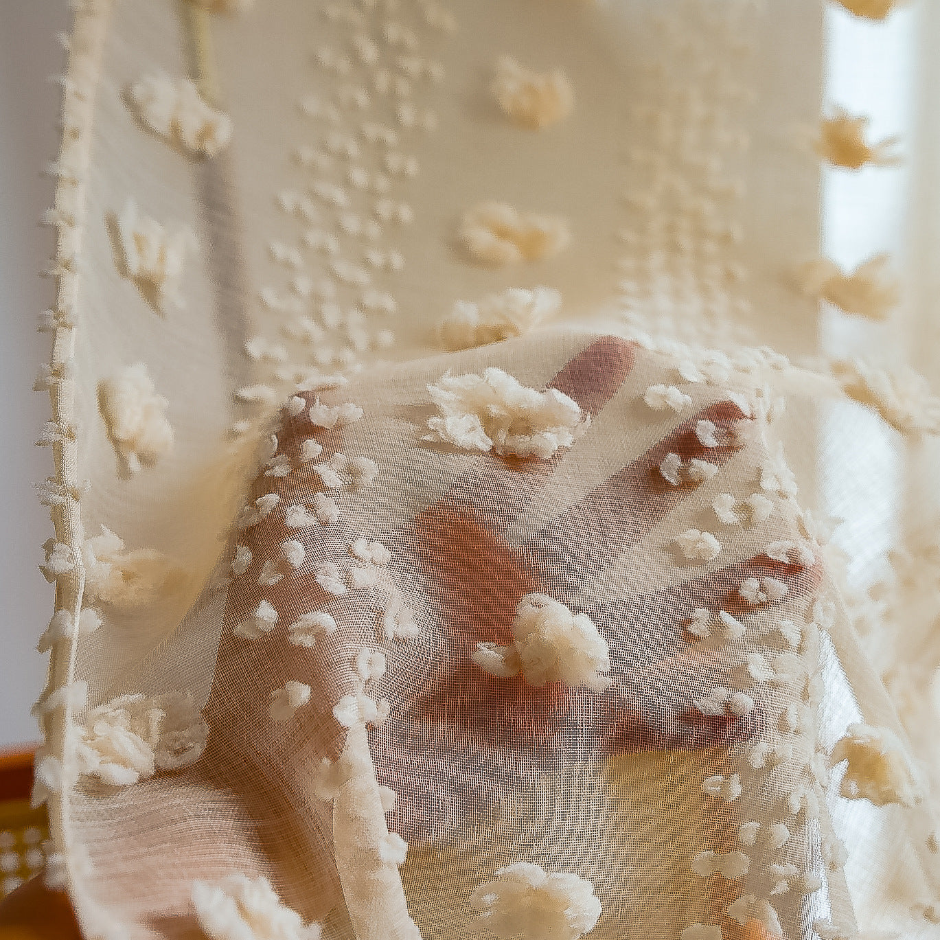 Boho Embroidered Curtain | floral textured elegant modern