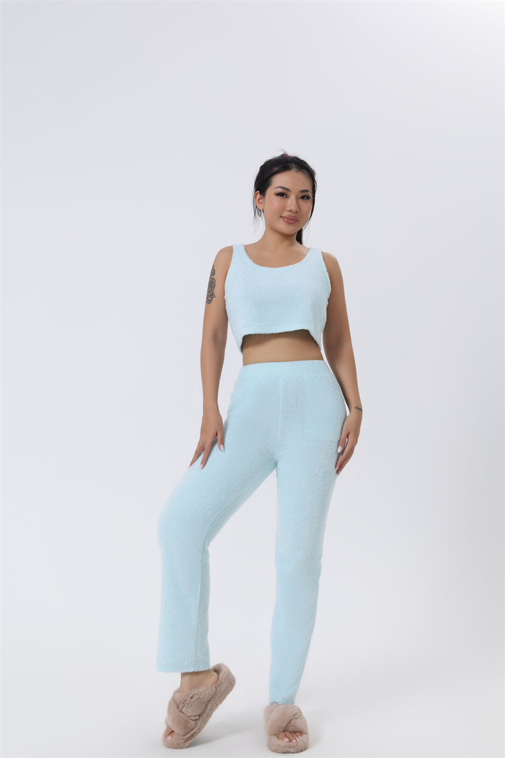 Women's Cuddly Pyjama 3-Piece Set – Warm Loungewear Winter Comfort Suit
