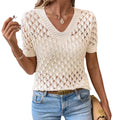 Women's Plus Size Knitted Top with Cut-Out – Short Sleeve & Elegantly Breezy