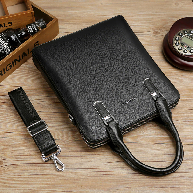 Men's Genuine Leather Business Laptop Bag XL – Double Zipper Premium