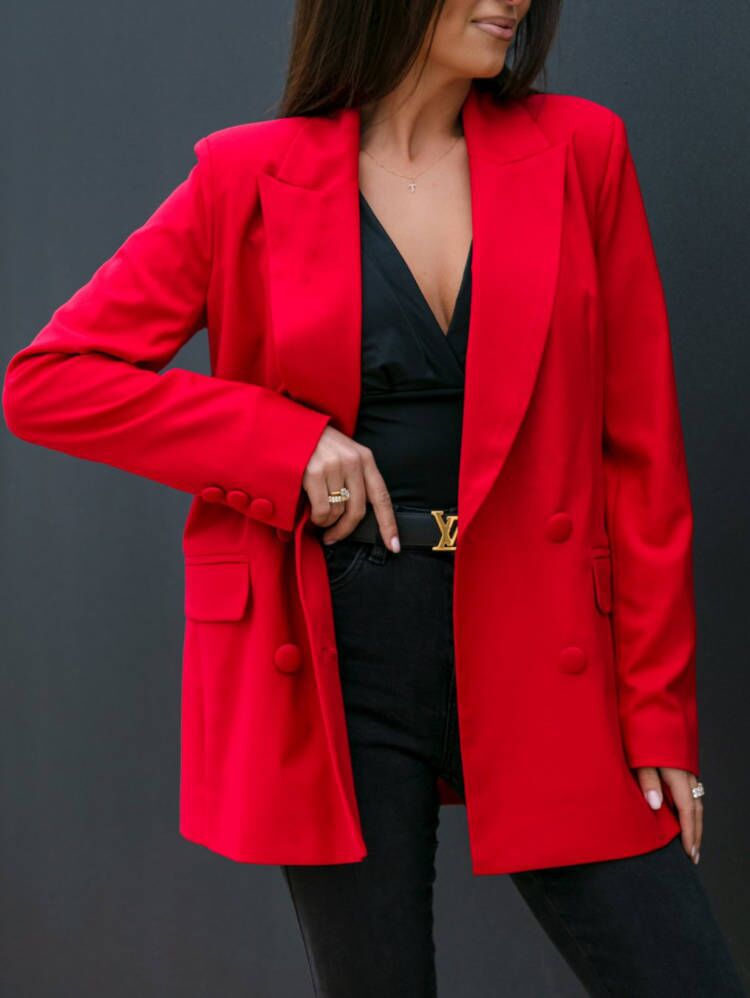 Damen Blazer Doppelreihig – Langarm, Elegant & Wintertauglich