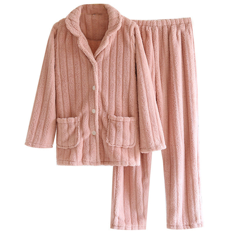 Coral Fleece Damen Pyjama | Warme Winter Nachtwäsche