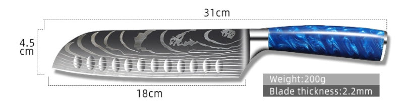 Chef Knife 8 Inch | Kitchen Knife Blue Resin Handle Stainless Steel