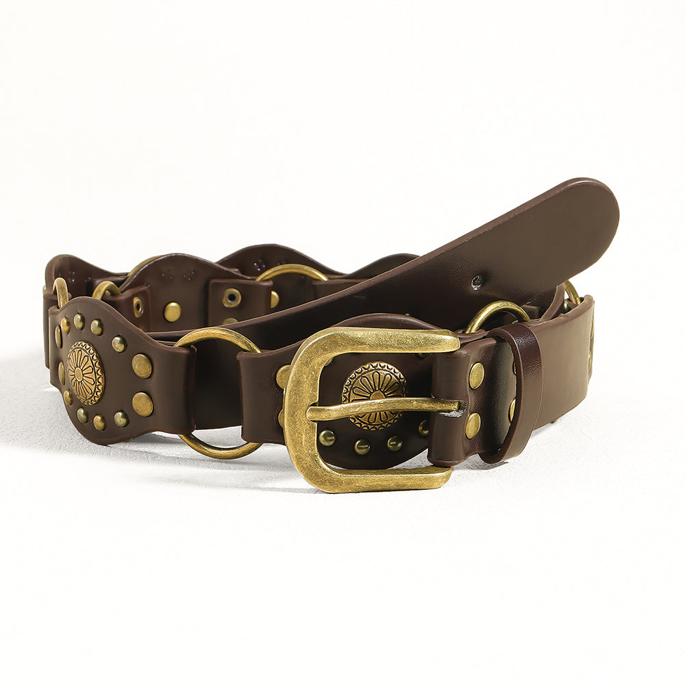 Vintage Belt Unisex | Studded Metal Buckle Punk Style
