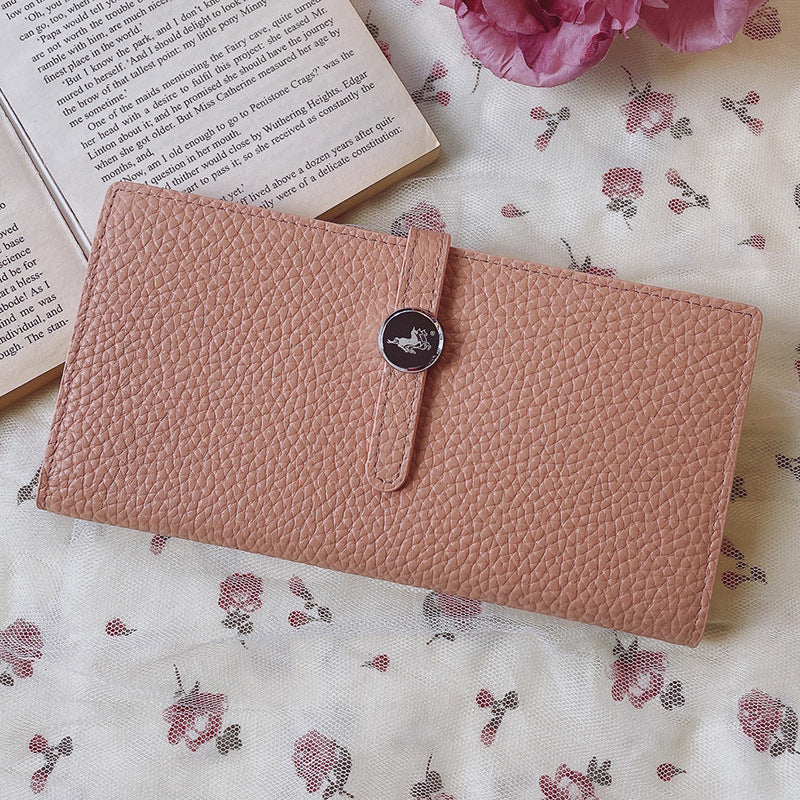 Genuine Leather Women's Wallets Luxury Long Hasp Litchi Pattern Coin Purses