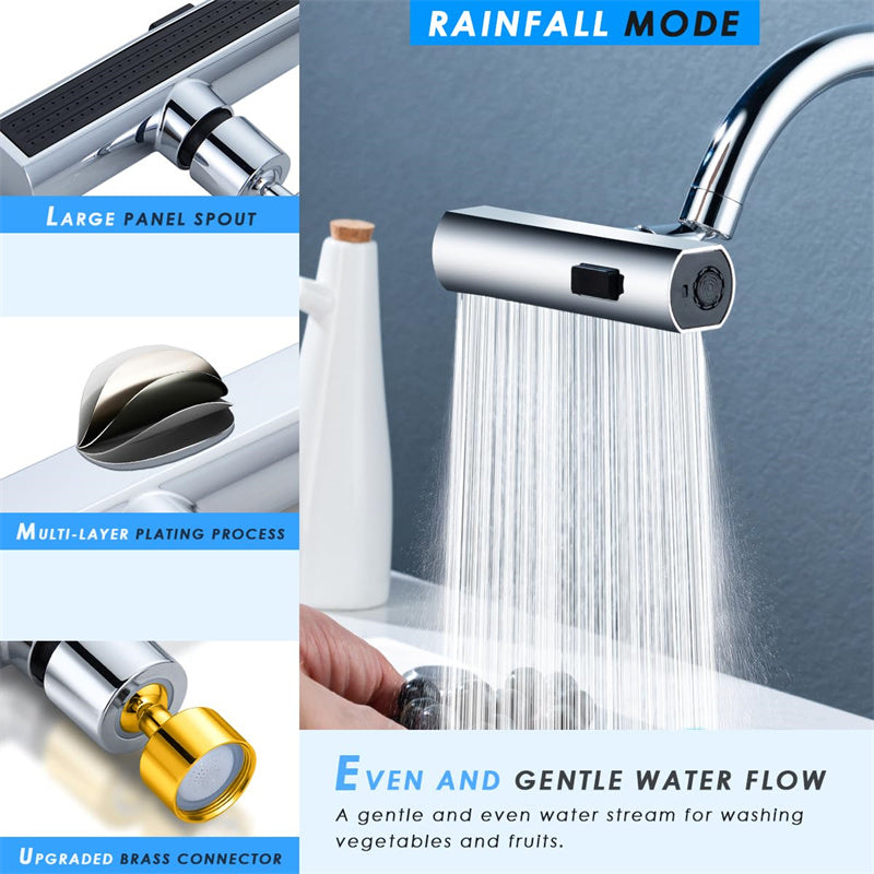 360° Faucet Attachment – Multifunctional Spray Head with Waterfall