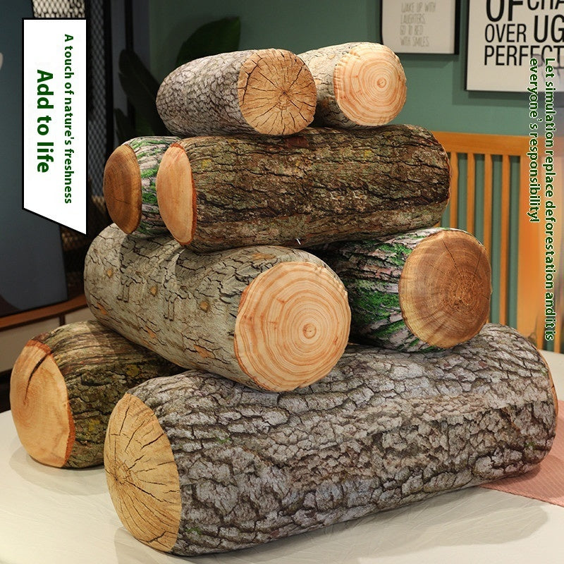 Log Pillow Decor | Realistic Wood Look Sofa Pillow