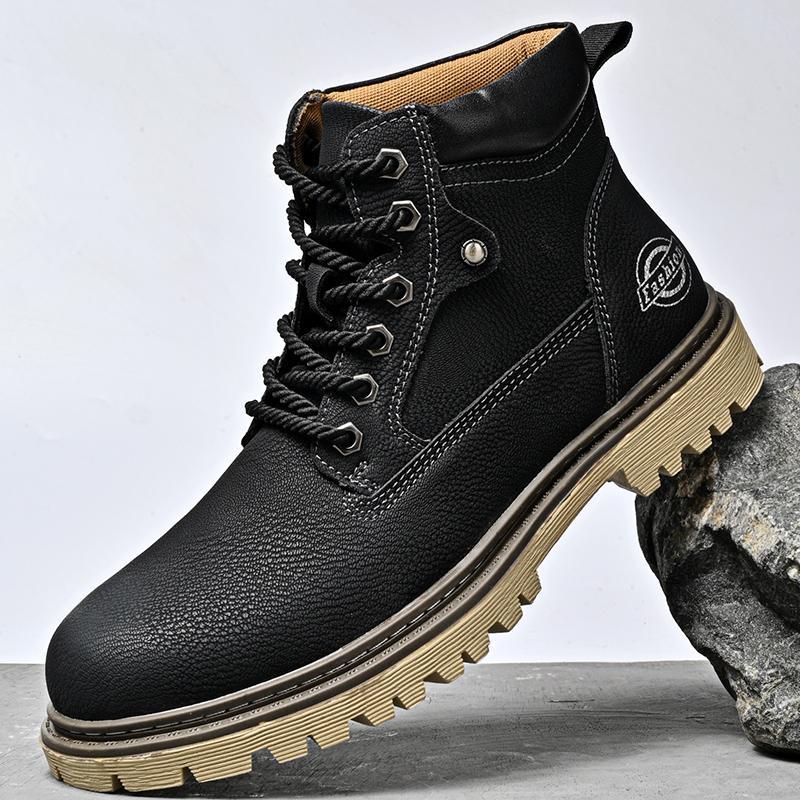 Men's Genuine Leather Martin Boots Mid-Top – Casual Leather Ankle Boots