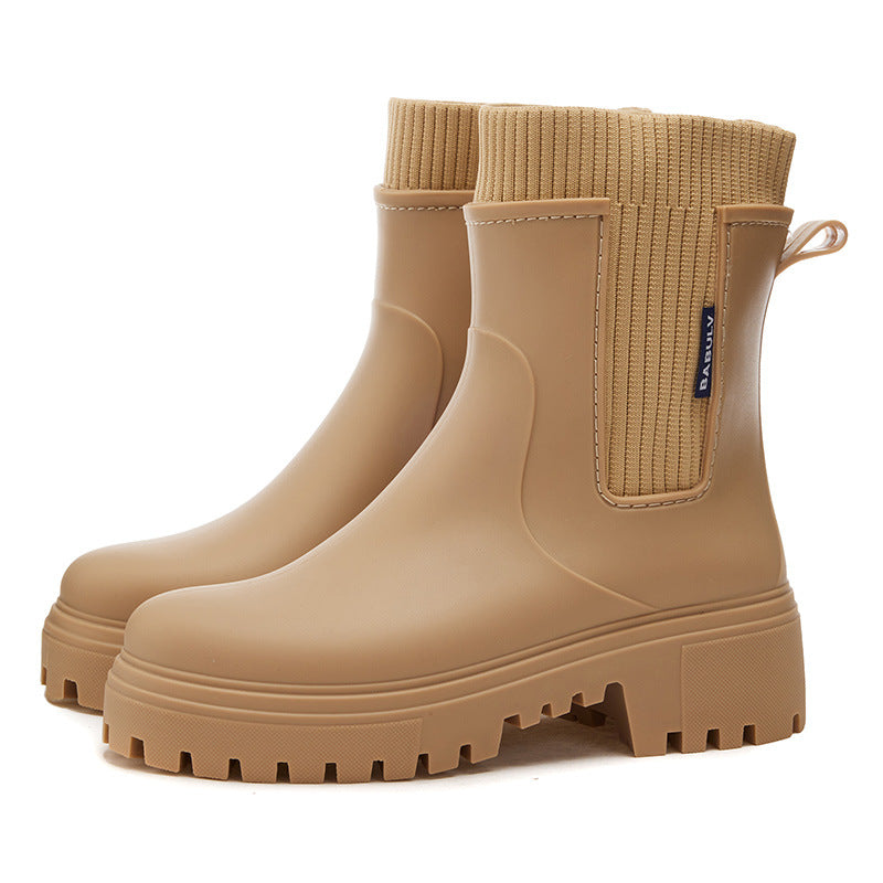 Damen Regenstiefel Wasserdicht | Elastische Kurzboots Elegant