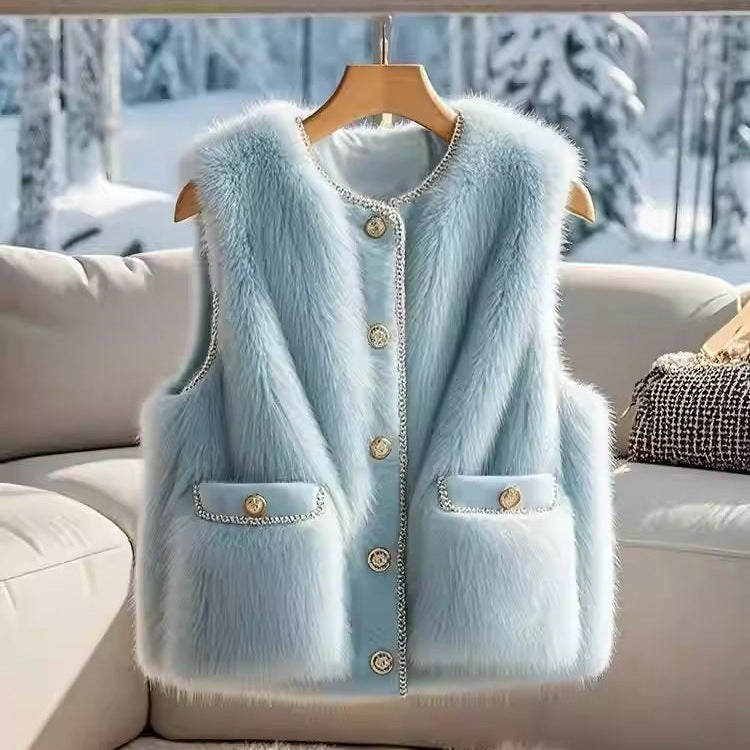 Damen Lammwollweste Blau – Klassisch, Warm & Elegant