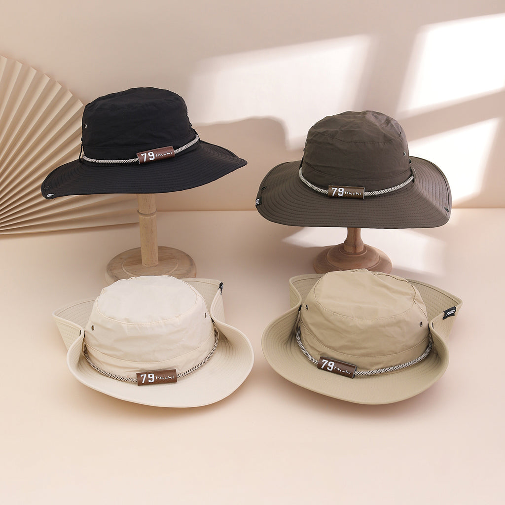 Women's Wide Brim Bucket Hat - Leather Look Sun Protection Hat