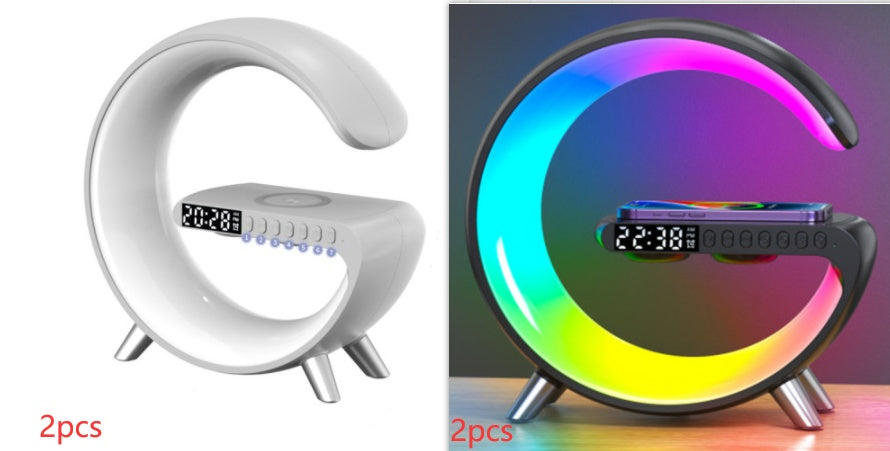 G-Shaped LED Lamp with Bluetooth Speaker & Wireless Charger | Smart Night Light App Control