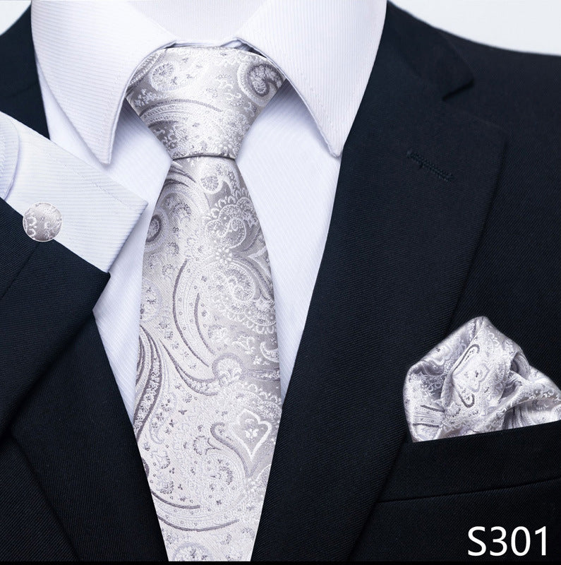 Men's Tie Set Business Scarf Cufflinks Elegant