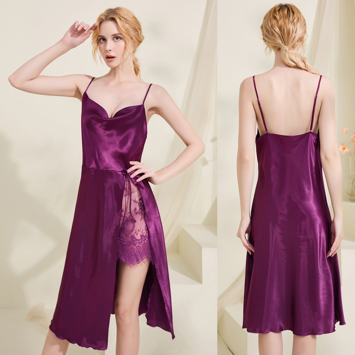 Women's Cami Pajama Dress – V-Neck Sleepwear Loungewear