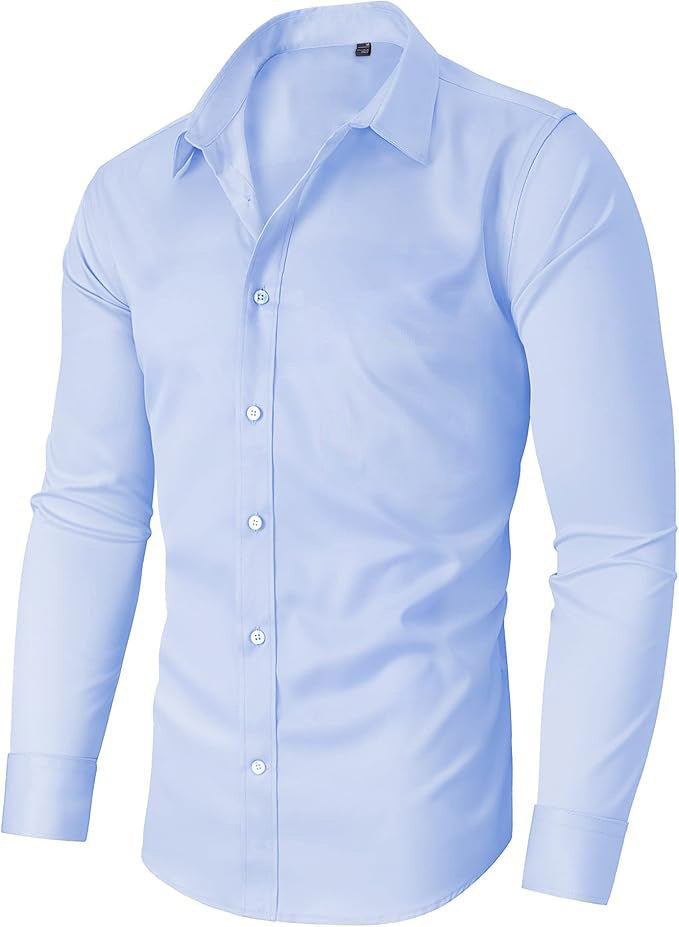 Men's Slim Fit Shirt | Business Work Shirt Plain Elegant