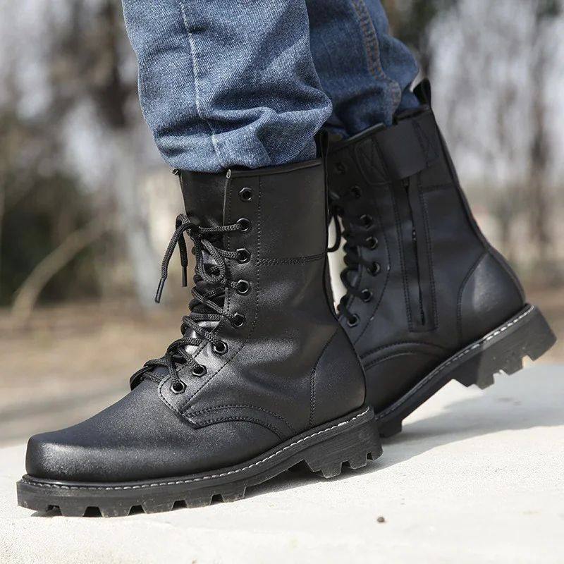 Men's Military Steel Toe Safety Boots - Tactical Work Boots Combat Style
