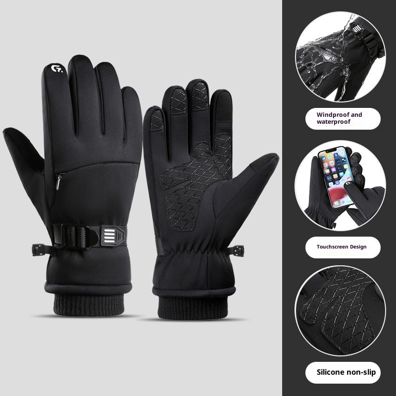 Waterproof Winter Gloves Warm Fleece Cold-Resistant Outdoor