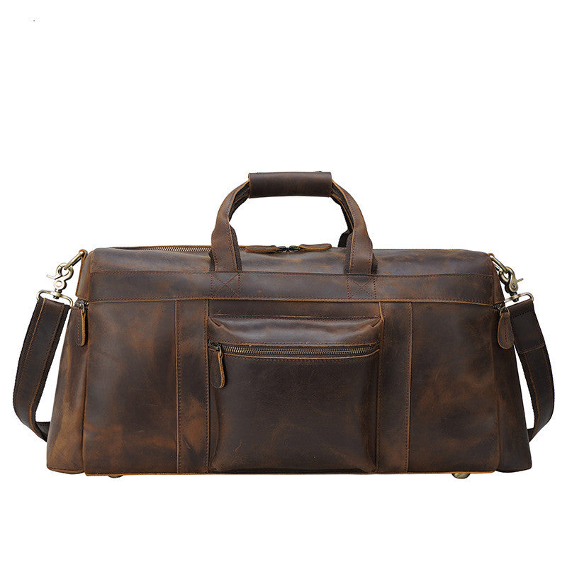 Men's Crazy Horse Leather Large Travel Bag - Vintage Premium Tote