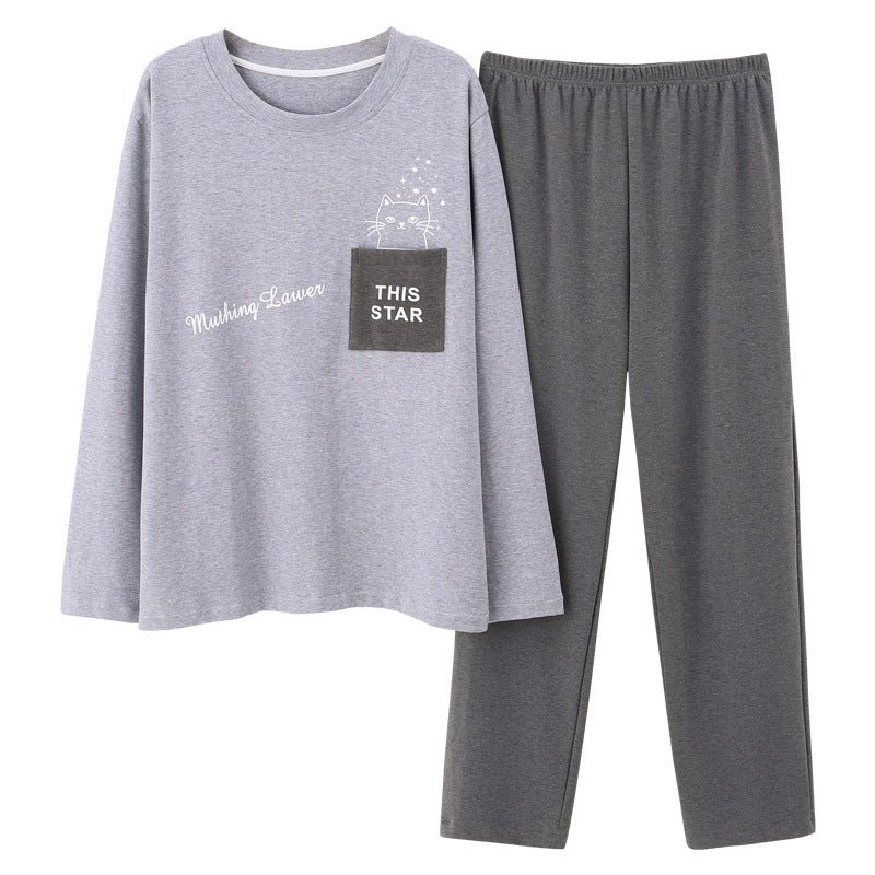 Herren Strick Pyjama Set Langarm | Bequeme Nachtwäsche Rundhals