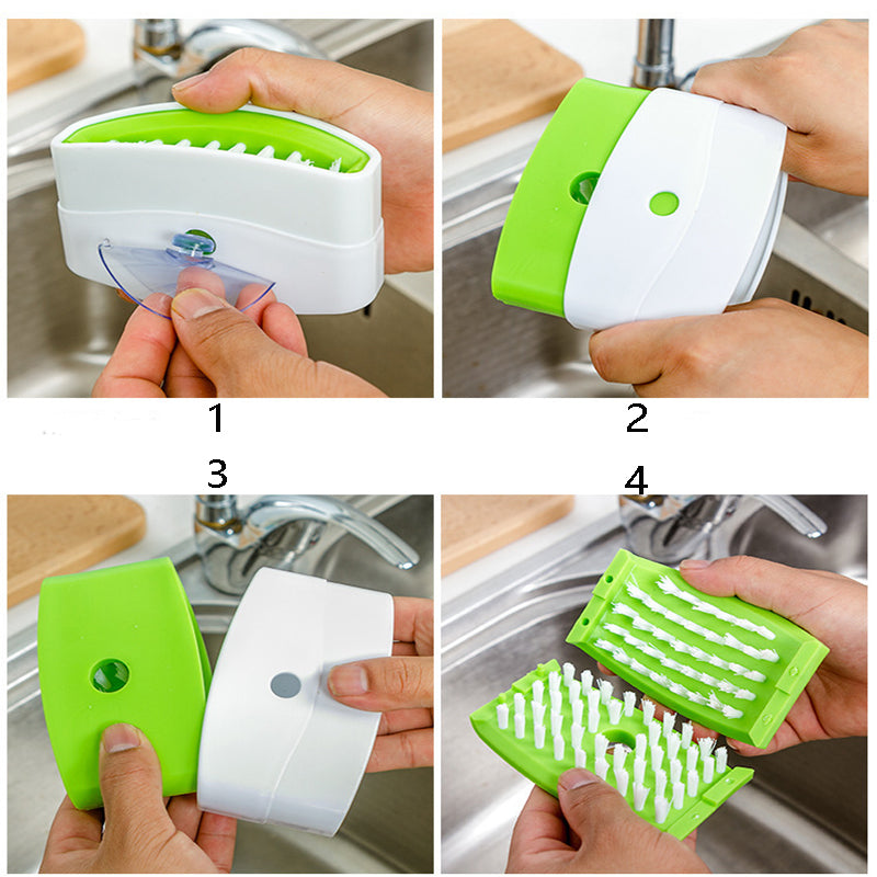 Creative Kitchen Knife and Fork Chopstick Cleaning Brush with Suction Cup Fruit and Vegetable Cleaning Brush Kitchen Cleaning Brush