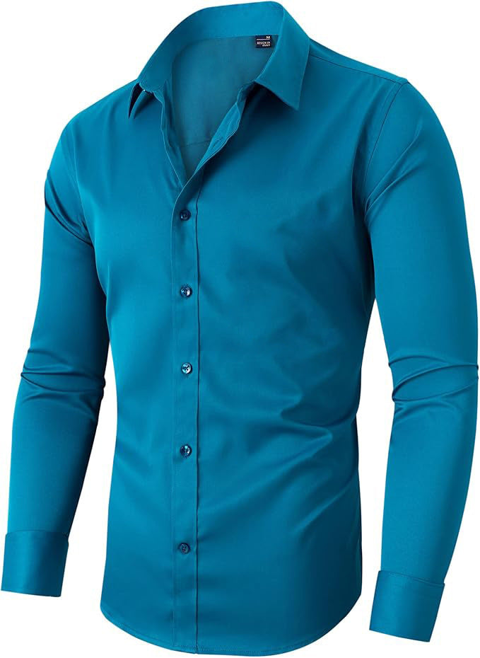 Men's White Business Shirt | Slim Fit Long Sleeve Office Shirt Elegant