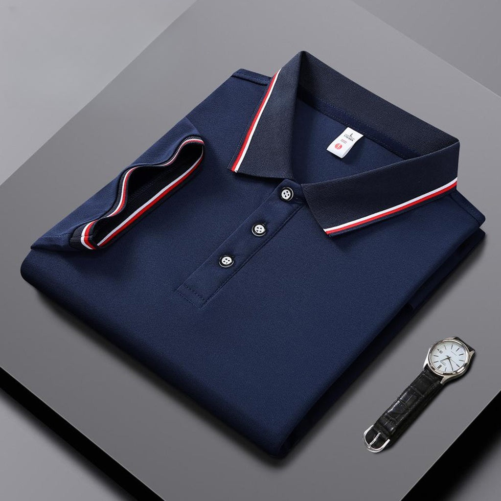 Men's Ice Silk Polo Shirt Short Sleeve | Summer Breathable Elegant.