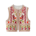 Women's Embroidered Vest | Round Neck Vintage Fashion Style