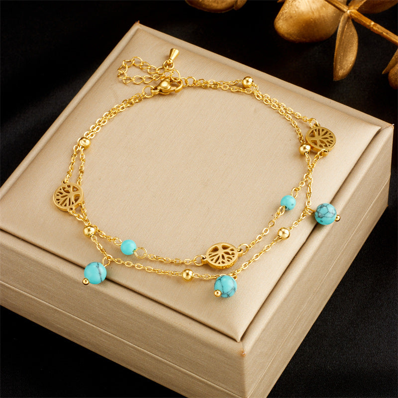 Romantic Anklet with Heart, Shell & Tree of Life – Women's Boho-Design Anklet