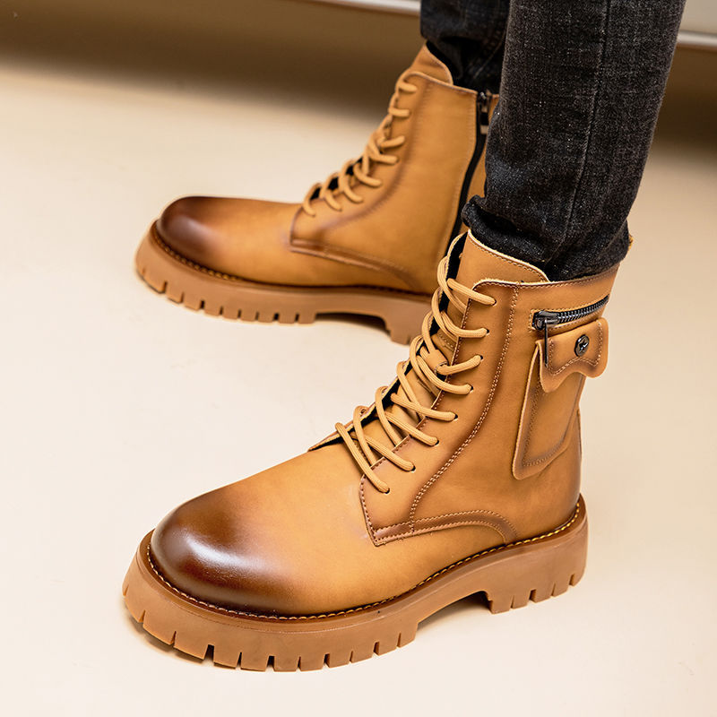 Men's Genuine Leather Martin Boots High Top – Robust Casual Leather Ankle Boots