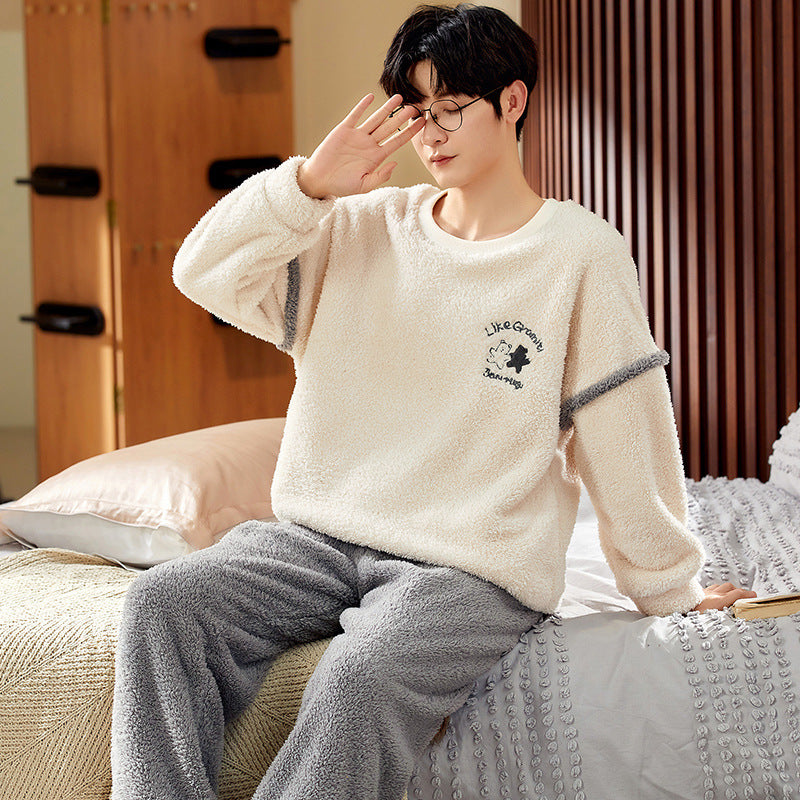 Herren Winter Pyjama Set Coral Fleece | Warm & weich Nachtwäsche | Thermo Homewear