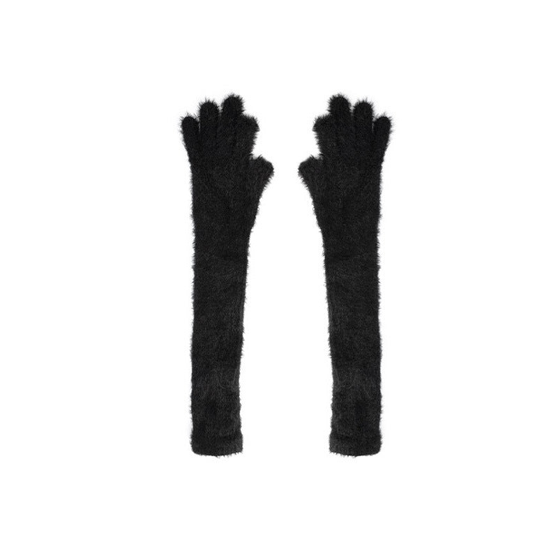 Damen Lange Fingerlose Handschuhe – Candy Color Kunstmink