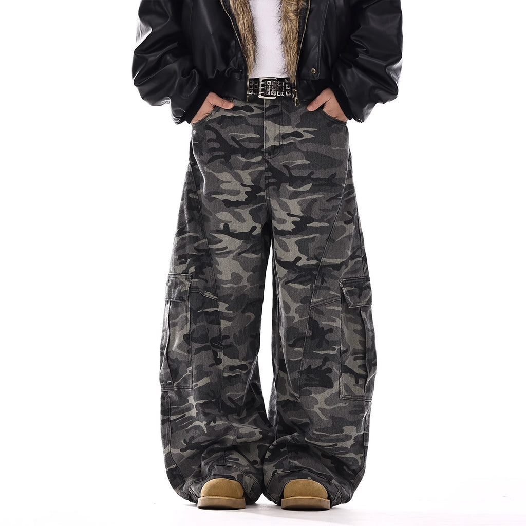 Men's Vintage Camouflage Jeans – American Style Denim Trousers