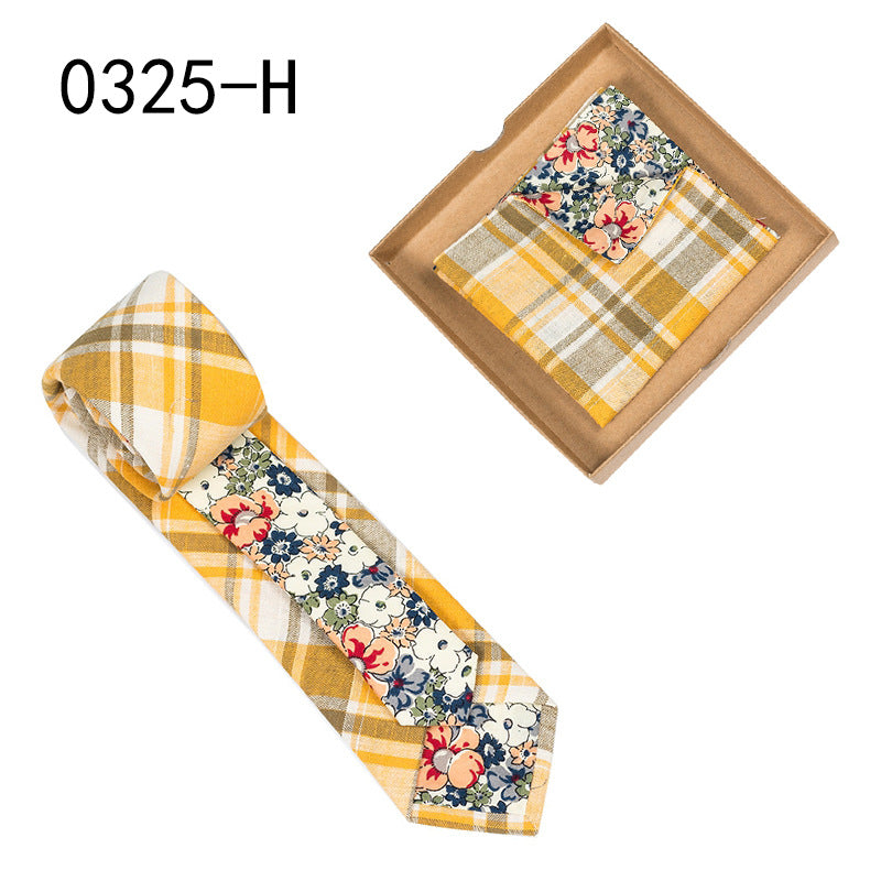 Herren Krawatte floral Baumwolle Einstecktuch elegant modern