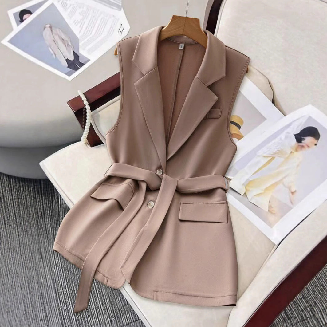 Damen Blazer-Weste mit Bindeband – Locker, Elegant & Modern